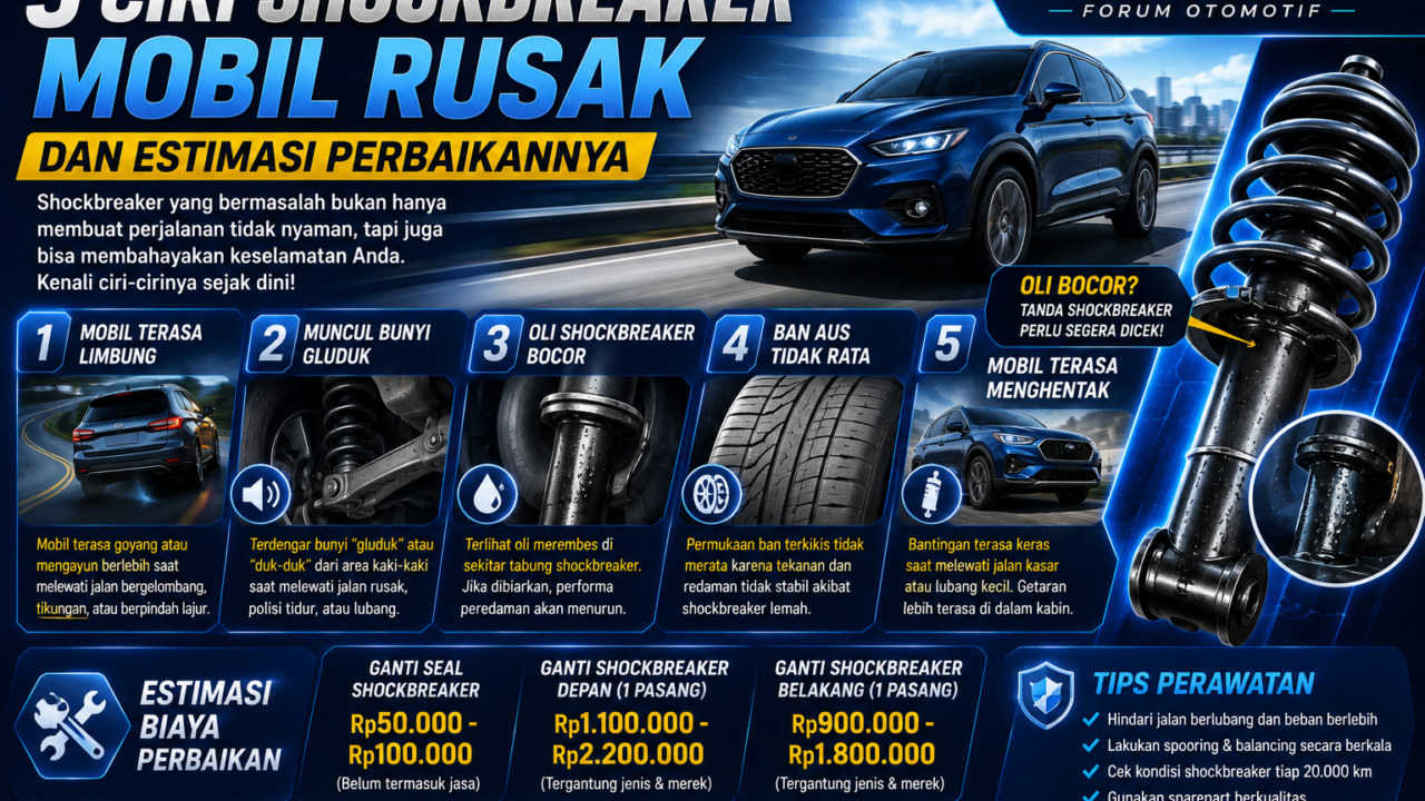 5 ciri shockbreaker mobil rusak dan estimasi biaya perbaikannya